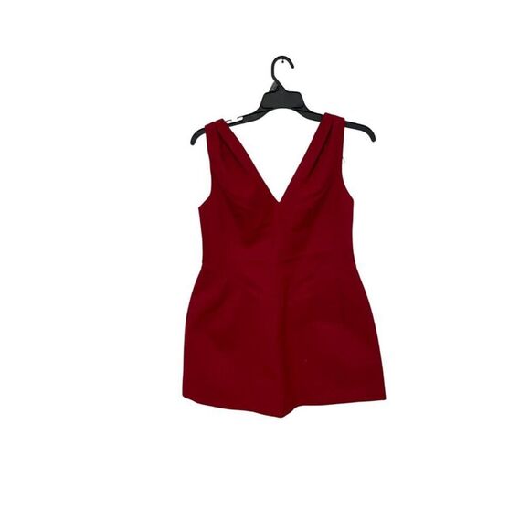 Zara Womens Mini Dress L Bright Red Voluminous Sleeveless V-Neck 2065/677 NWT - Picture 3 of 16